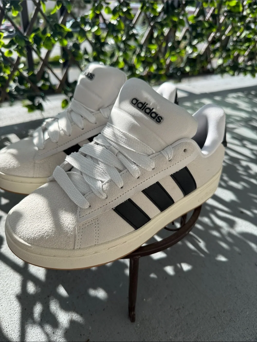 Adidas White Suede Low-Top Sneakers with Black Logo